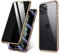 ZHIKE Phone Case Compatible with iPhone 11 Pro Max,Anti-Peep Magnetic Adsorption Case Front and Back Tempered Glass Full Screen Coverage One-piece Design Flip Privacy Cover(Golden)