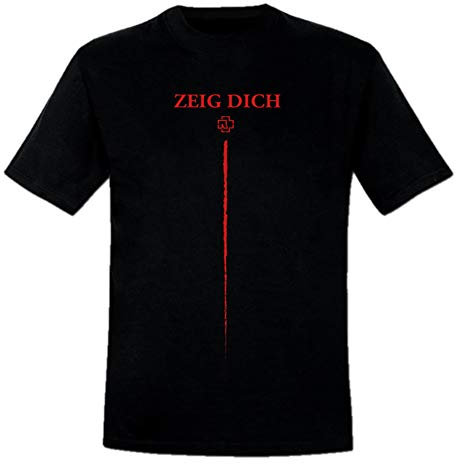 Rammstein Herren T-Shirt Zeig Dich Offizielles Band Merchandise Fan Shirt schwarz mit rotem Front Print (L)