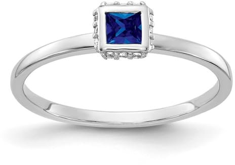 Ring aus 14 Karat Weißgold mit Diamant und Saphir, Größe 7, Schmuck für Damen, One Size, Diamanten Edelstein Goldfarben, Diamant Saphir