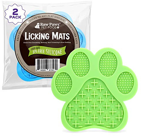 Raw Paws Licking Mats, 2-ct - Boredom Busters for Dogs in Shower, Licking Mat for Dogs - Dog Distraction Mat, Dog Slow Feeder Mat - Interactive Mat for Calming Anxiety - Lick Pad for Dogs & Cats