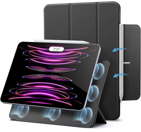 ESR Hülle für iPad Pro 12.9 Hülle Magnetische (2022/2021/2020), iPad Pro 12,9 Case (6./5./4. Generation), Praktische Magnetanhaftung, Volle Pencil 2 Unterstützung, Schwarz
