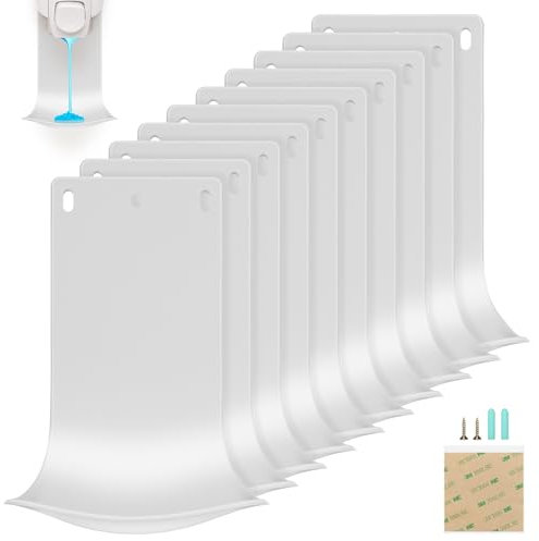 ZIOZERTT 10 x Abtropfschale zur Wandmontage, Seifenspenderhalterung, Waschmittel-Tropffänger, verhindert Tropfen und Spritzen, leicht zu reinigen (weiß)