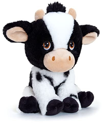 tachi Kuscheltier Kuh schwarz weiß, Plüschtier sitzend 18 cm, Stofftier mit aufgestickten Augen