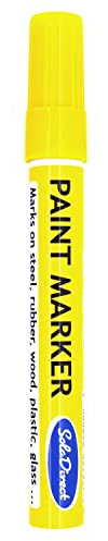SolaDirect Yellow Permanent Marker Pen, Bullet Tip 2.5 mm Point, Oil Based Paint, Multi-Surface, Work on Stone, Leather, Fabric, Plastic, Rubber, Glass, Cardboard