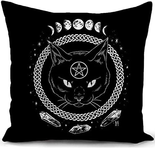HUASHUZI Kissenbezug 40x40 cm Kissen Gothic katzenmotiv therian Grunge Room Decor Accessoires Wikinger deko Emo Goth Punk Witchy Tarot Hexe Fantasy Decor Geschenke für Frauen