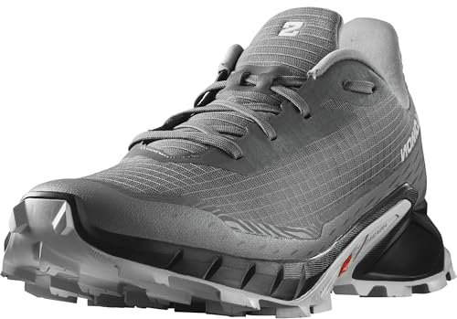 Salomon Alphacross 5 Herren Trail-Laufschuhe, Outdoor-bereit, Anhaltender Komfort, Vielseitige Performance, Pewter, 43 1/3
