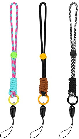 Cobee 3 Stück Handschlaufe Lanyards, buntes Nylon Handgelenkband mit Verstellbarer Schnalle, universelle Kurze Handschlaufe kompatibel mit Handy, Kamera, Schlüssel, ID Namensschild, Geldbörse