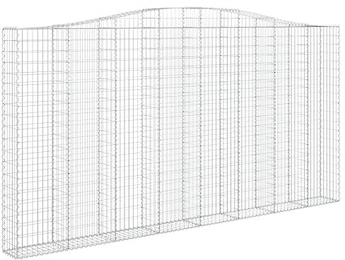 vidaXL Gabione mit Hochbogen Gabionen Steinkorb Steingabionen Mauersteinkorb Gabionenwand Drahtkorb Zaun Mauer 400x30x200/220cm Verzinktes Eisen