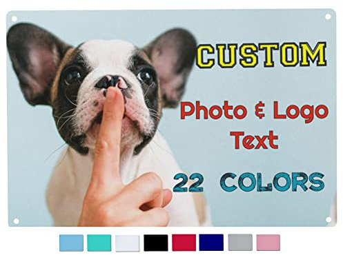 Personalised Metal Signs with Your Own Design Photo Logo Text, Custom Rust-Proof Aluminum Signs for Outside Garden House Kitchen Road, 20x30 cm Customisable Sign Wall Decor for Office Business Home