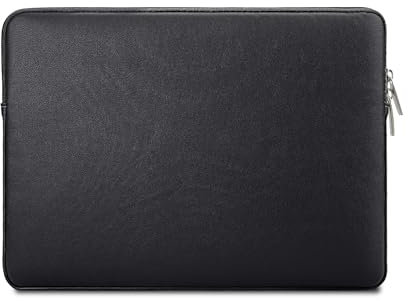 jooeer 15.6 Inch Laptop Sleeve Case for 15.6 Notebook Chromebook, Protective Waterproof PU Leather Cover Slim Padded Computer Bag, Black