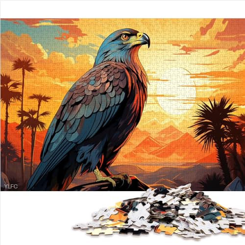 Puzzles 1000 Teile Puzzles für Erwachsene, Geschenke, Wüstenadler, Holzpuzzles für Erwachsene, Familie, mit passendem Poster und Quizblatt, 1000 Teile (50 x 75 cm)