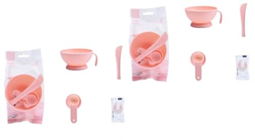 DOITOOL 2 Sets Facial Mask Kit Complete Set Bowl Spoon Stick Measuring Cup Pink Clay Mask Granules