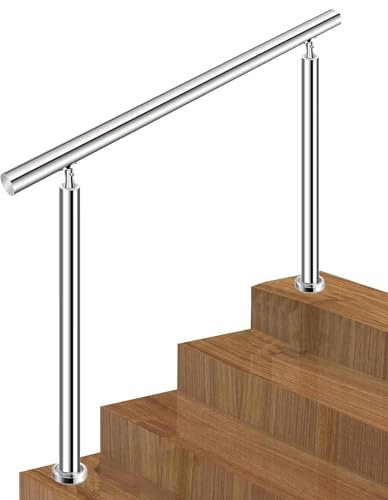 Metallhandläufe für Außenstufen – passend für 1 bis 3 Stufen – Bodenmontage | Robuster Handlauf für den Verandagarten – Haltegriffe für Treppen mit Installationssatz, Treppengeländer im Innenbereich (