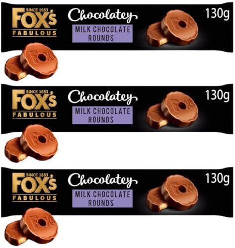 Credo Gifts Chocolate Biscuit Bundle With Fox's Biscuits Chocolatey Milk Chocolate Rounds 130g (3 Pack)