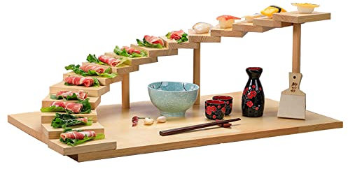 ZBYMLHLS Barcos de puente de sushi de cocina de estilo japonés, plato de sashimi de sushi de 15 niveles, adorno de decoración de vajilla para sushi, sashimi, aperitivos