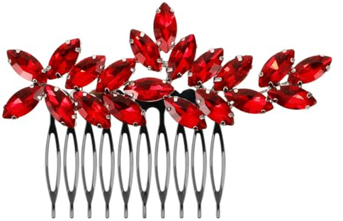 FRCOLOR Accessoires de coiffure pour mariée - Peigne latéral en cristal rouge - Pince à cheveux de mariage - Accessoire de cheveux pour mariage - Peigne à cheveux tendance