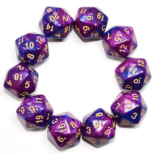 SmartDealsPro Polyedrische D20-Würfel für DND-RPG-MTG-Tischspiele, 20-seitig, 10 Stück (Farbe 12)