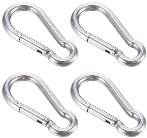 HonGien 4pcs M8Carabiner Heavy Duty 304 Stainless Steel Snap Hook Load-bearing Clip Keychain for Swing Outdoor Activity Camping Hiking Traveling