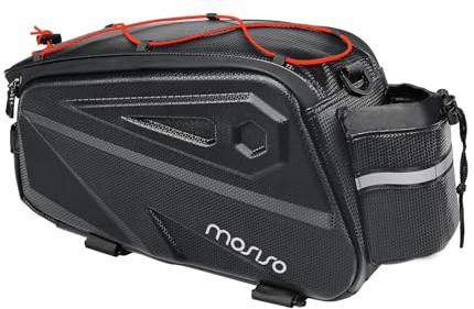 MOSISO Bike Rack Bag, Waterproof Bike Rear Rack Trunk Pannier, 14L EVA Mountain Bicycle Rear Seat Bag Bicycle Storage Saddle Shoulder Handbag Cycling Luggage Bags with Shoulder Strap, Red