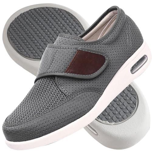 Jesajemi Chaussures Pieds Larges, Chaussures orthopédiques Homme Chaussures légéres d'été Pieds Larges et gonflés pour Homme Chaussures diabétiques pour Hommes(Gray,45 EU)