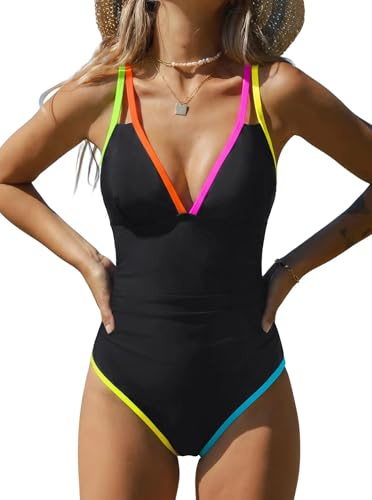 POPVIL Women's One Piece Swimsuit 2026 Tummy Control Bathing Suit Large
