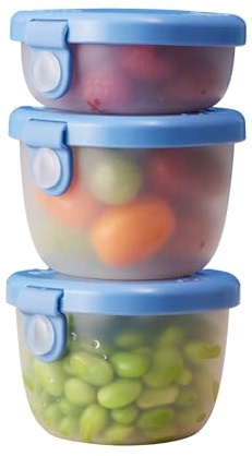 b.box Snackbehälter (3er-Pack): Snackbecher für Bento-Box & Lunchbox, auslaufsichere Snackbehälter für Kinder, 118 ml und 57 ml, Spülmaschinen- und mikrowellengeeignet (Ozean)