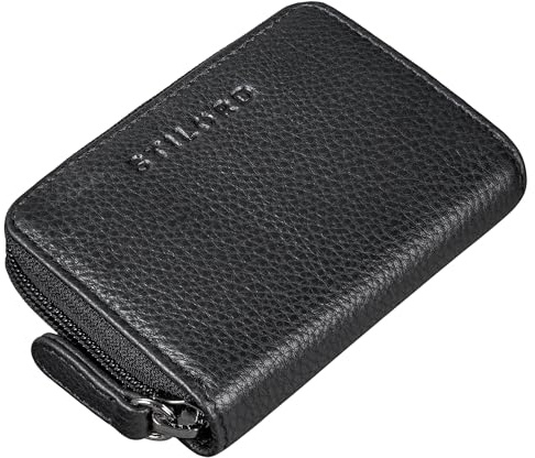 STILORD 'Luxor' Premium Zip Pouch Leather Wallet for Men and Women - Small Credit Card Wallet with RFID Protection and Coin Pocket, Black