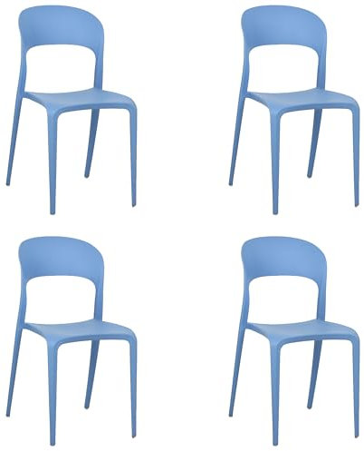 Totò Piccinni Sedia Omega in Polipropilene Moderne Design Impilabile,(L) 43x(P) 50x(A) 84 cm (4, New Azzurro)