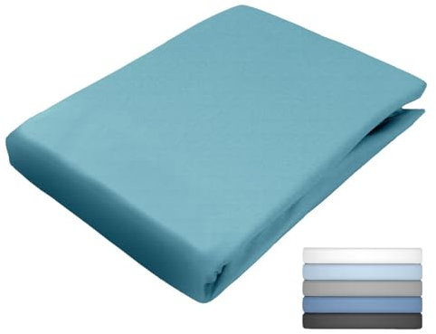 JACK Spannbettlaken Mako Satin 100x200 / 140x200 / 180x200 cm einfarbig Spannbetttuch viele Farben, Farbe:Petrol, Größe:100x200cm Spannbettlaken