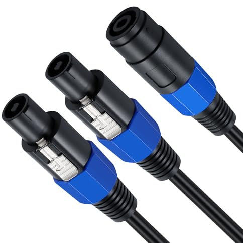Hanprmeee Speakon Splitter Cable, Speak-on 1 Female 2 Male Audio Cable, Speaker Extension Cable, Speaker Break Out Cable with Twist Lock for DJ/PA Speaker Cord (0.5M)