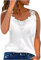 Vest Tops for Women UK Lace Summer Tops Sleeveless Vest T Shirts Loose Tunic Shirt Cotton Camisole Top Ladies Casual Tee Shirts Going Out Top Summer Tee Tops Cami Shirt Lace Blouses White
