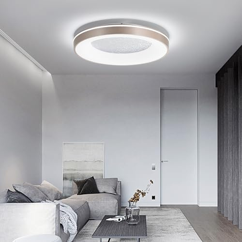 Mikeru Ring Deckenleuchte, 40cm Wohnzimmer LED Deckenleuchte Schlafzimmer 3000K/4500K/6500K Nicht Dimmbare Deckenleuchten Roségold Lampe Ring LED für Küche, Esszimmer