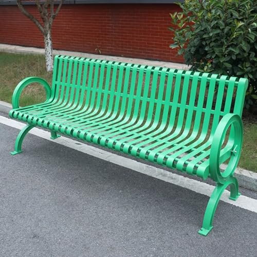 YZWZZXC Parkbank, Sitzbank Outdoor, Gartenbank Metall, mit Rückenlehne und Armlehnen, Abgerundete Ecken, Tragkraft 400 Kg, für Rasen, Hof, Veranda, Arbeitseingang(Green,180cm/71in)
