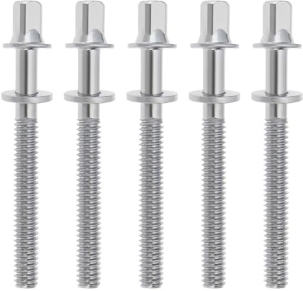 Create idea 5pcs M5 x 50mm Drum Tension Rods Rim Tension Rod Bass Drum Replacement Tension Screws with Washers Compatible with Yamaha Drums and More Silver