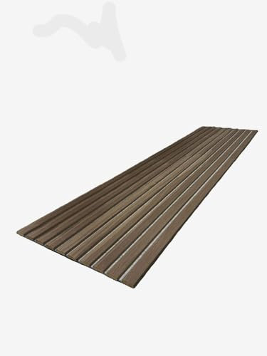 Premium Wide Slat Acoustic Wall Panelling 2400mm x 600mm Decorative 3D (Dark Oak (Grey Felt))