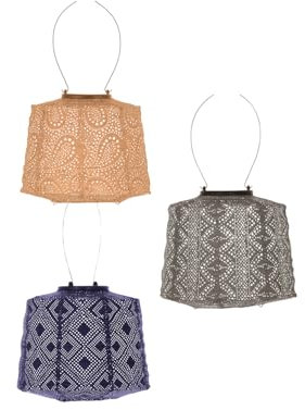 LUMIZ Solarlaterne - für Außen - Lampe - 3 Stücke - Gartenbeleuchtung - Solarlampen - Gartendeko - Aprikose/Dunkelviolett/Taupe