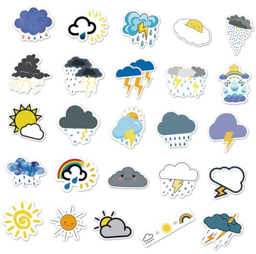 SHINEOFI 50stücke Wetter-symbole Aufkleber Wetterfeste Dekore Für Laptop Wasserflaschen Fahrrad Diy Cooler Wetter Sticker Zum Beschriften Und Personalisieren