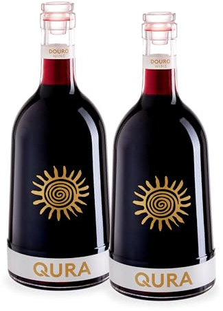 QURA - Vino tinto DOC Douro pack 2 botellas 75 cl | Cosecha 2023 | 13,5% vol | Touriga Nacional Tinta Roriz Touriga Franca | Fruta fresca textura jugosa final largo | Pack de vino para regalar