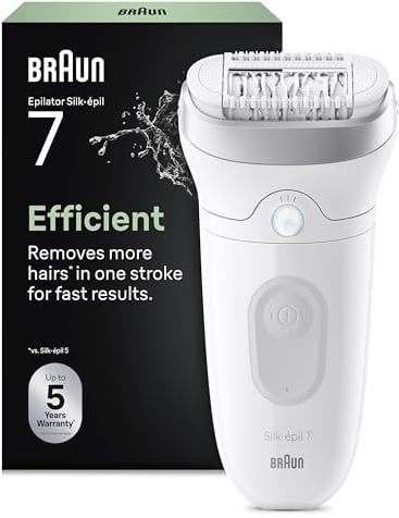 Braun Epilierer Damen Silk·épil 7, Ladyshaver, 7-011, Silber | Breitem Kopf für Eine Einfache Haarentfernung, Nass Und Trocken, Langanhaltend Glatte Haut, Wasserdicht