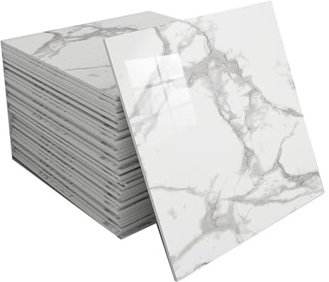 Paneles de pared for baño impermeables con revestimiento de mármol autoadhesivo, azulejos autoadhesivos, paneles de pared de PVC, azulejos de ducha for baño, cocina y sala de estar.(A,90 tiles)