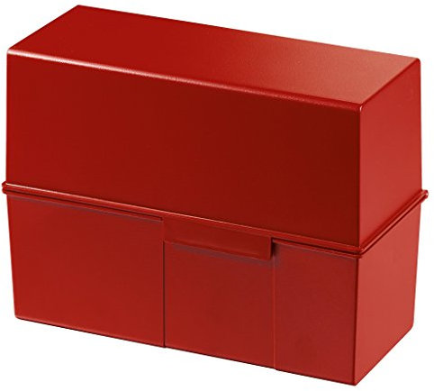 HAN Karteibox DIN A5 quer – innovatives, attraktives Design für 500 Karteikarten mit Stahlscharnier, rot, 975-17