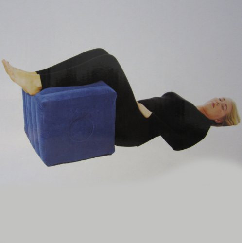 Rehaforum Entspannungswürfel aufblasbar, Beinerhöhungswürfel, Bandscheibenwürfel, Entlastungskissen, Wadenablage, Bandscheibenkissen, Lagerungskissen, Beinablage für Rückenübungen, Farbe Blau