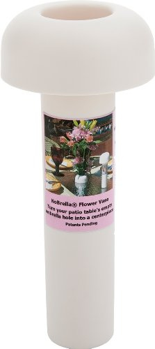NoBrella Flower Vase Patio Table Umbrella Hole Insert, White