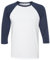 Baseball-Shirt aus Canvas-C3200-Material, Unisex, 3/4-Arm, meliert Gr. L, weiß/marineblau
