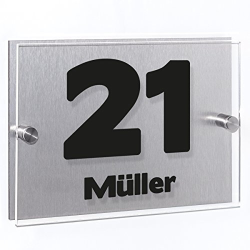 Wandkings Hausnummernschild - verschiedene Designs und Schriftarten wählbar/Schrift: Boris Black Bloxx - Name und Hausnummer