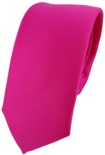 TigerTie Herren Krawatte 6 cm schmale Satin Tie in pink rosa einfarbig uni Business, festliche Veranstaltungen und Freizeit