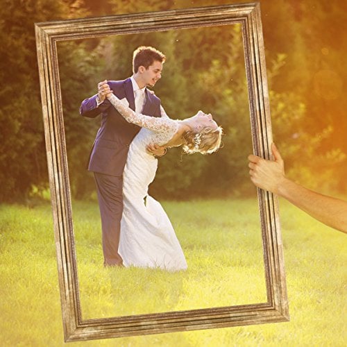 PHOTOLINI Hochzeit-Bilderrahmen für beeindruckende Hochzeitsfotos Hochzeitsspiele oder als Hochzeits-Rahmen und Photo-Booth Zubehör 50x70 cm Farbe Gold