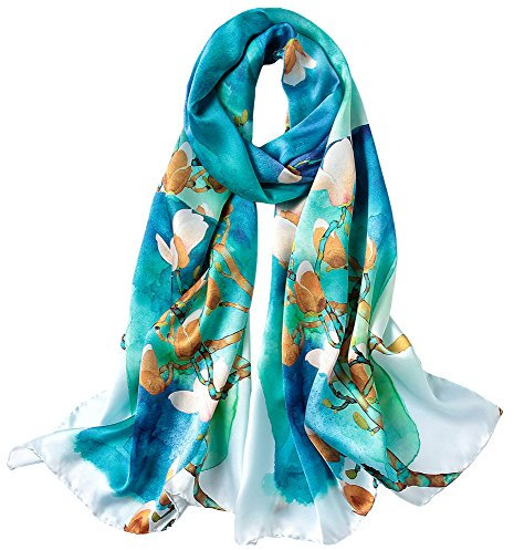 STORY OF SHANGHAI Seidenschal Damen 100% Seide, 20+ Bunte Luxuriöse Schals, Warm & Weich, als Stola Seidentuch Halstuch Pashmina - 53 * 170 cm Yulan-Magnolie