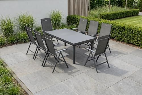 Hartman Aruba Garten-Essgruppe, xerix, Alu/Textilene, Tisch 180/240x100cm, 8 Klappstühle