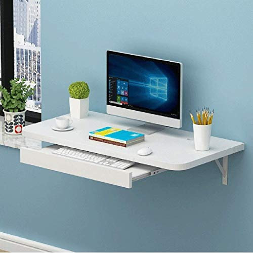 LIN HE SHOP Wand-Computer Laptop Schreibtisch Wandtisch PC Schreibtisch Küche Esstisch für Home Office, Kinder, Kinder Home Office Computertisch (Color : White, Size : 80CM)